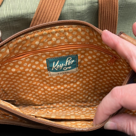 Vintage FOSSIL KEY.PER leather and canvas laminated cross body bag. - Picture 9 of 9